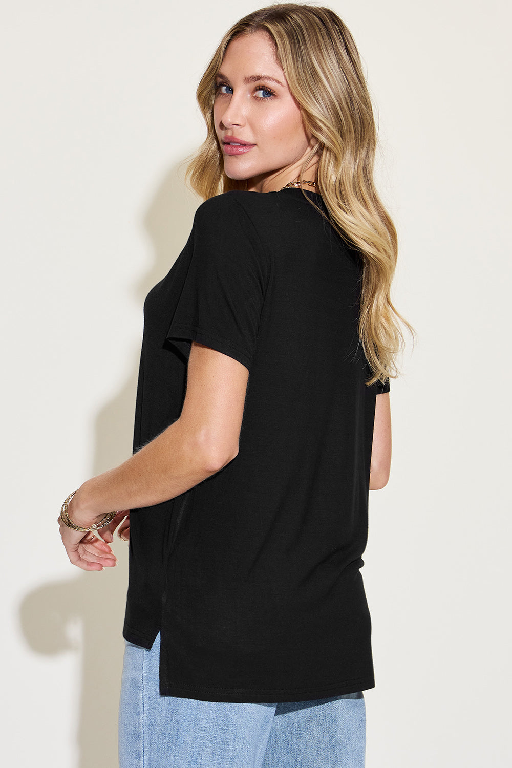 Honeybee Mumford's V-Neck High-Low T-Shirt (Black, Pink, Dark Gray and more)