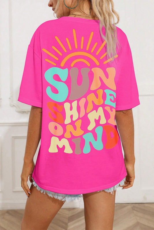 Honeybee Mumford's Bright Pink SUNSHINE ON MY MIND Graphic Tee