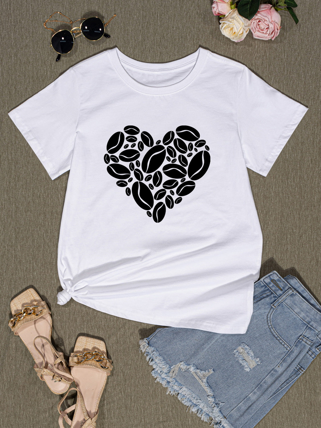 Honeybee Mumford's Heart Round Neck Short Sleeve T-Shirt