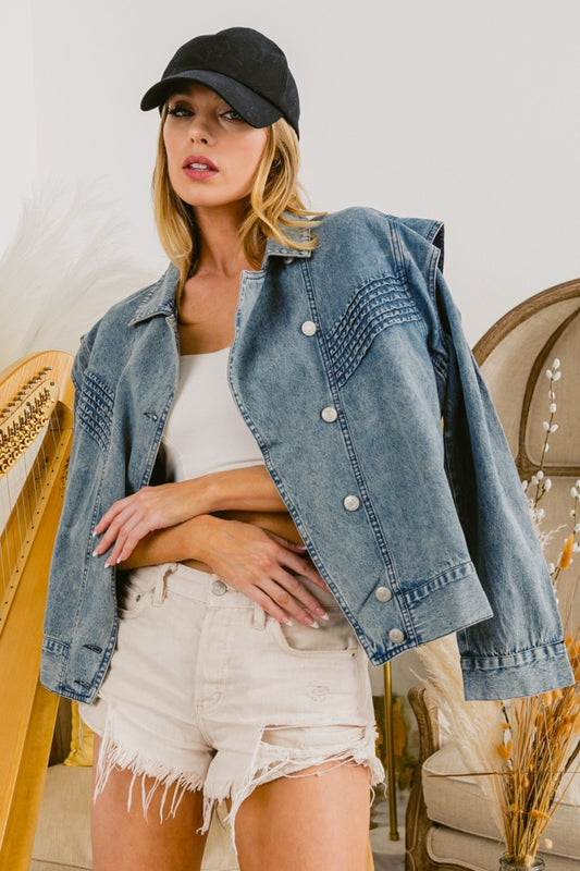 Honeybee Mumford's Button Up Long Sleeve Denim Jacket