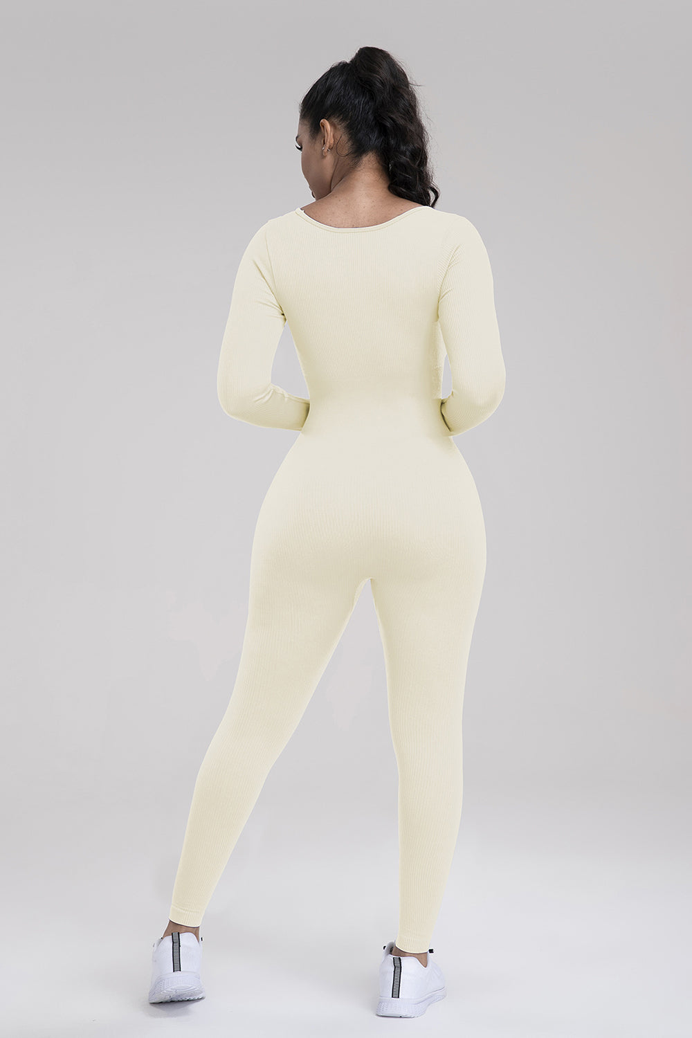 Honeybee Mumford's Square Neck Long Sleeve Active Jumpsuit