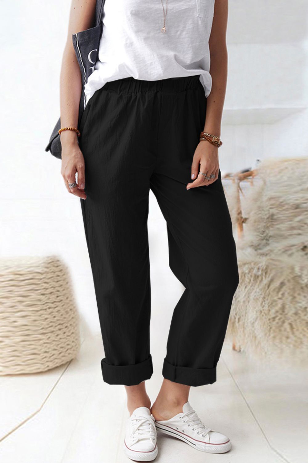 Honeybee Mumford's Paperbag Waist Pull-On Pants with Pockets