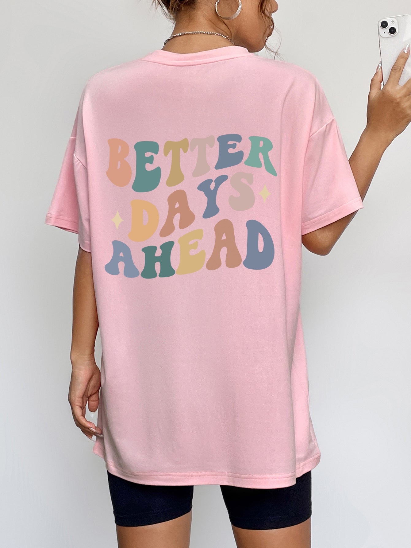 Honeybee Mumford's Graphic "BETTER DAYS AHEAD" Round Neck T-Shirt ( Black, White , Blush Pink and more)