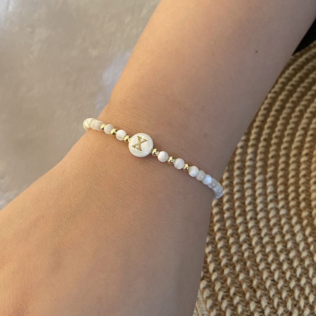 Honeybee Mumford's Shell Letter Bead Bracelet