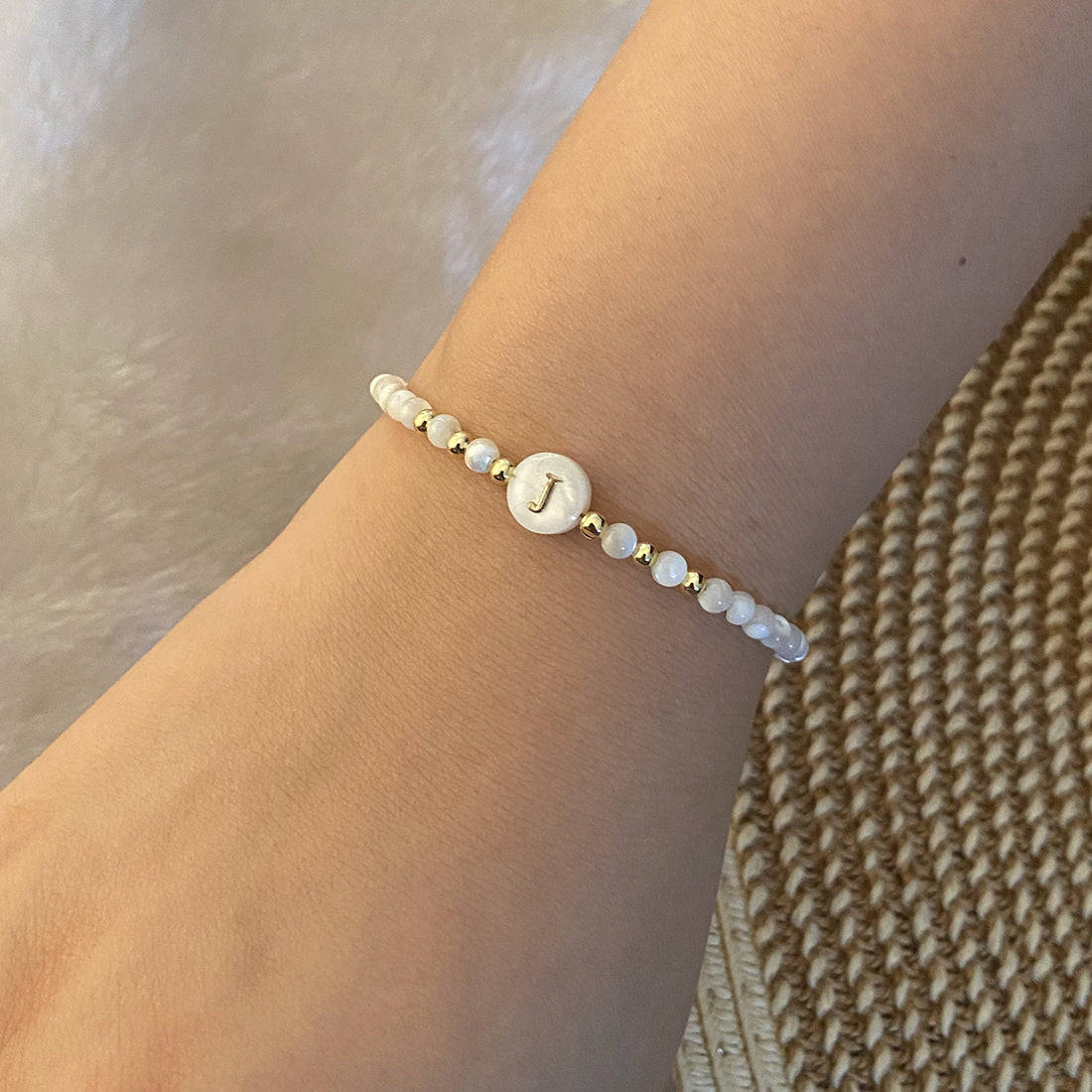 Honeybee Mumford's Shell Letter Bead Bracelet