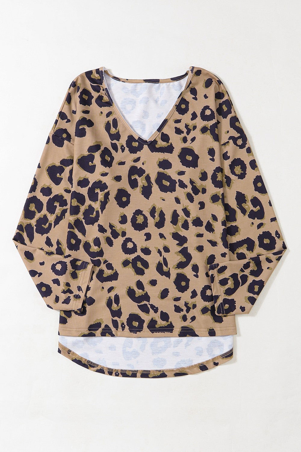 Honeybee Mumford's Leopard V-Neck Dropped Shoulder Blouse