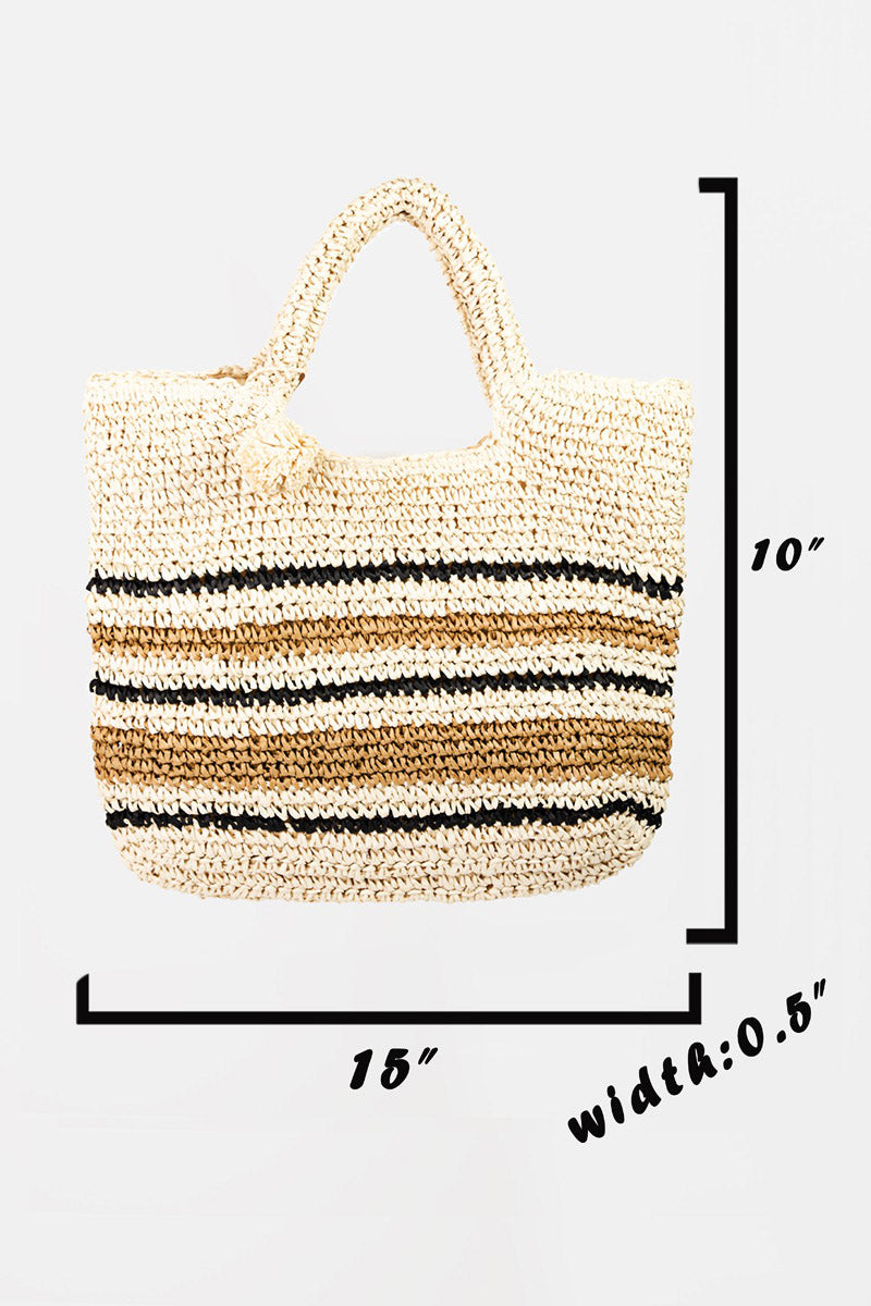 Honeybee Mumford's Striped Straw Braided Tote Bag