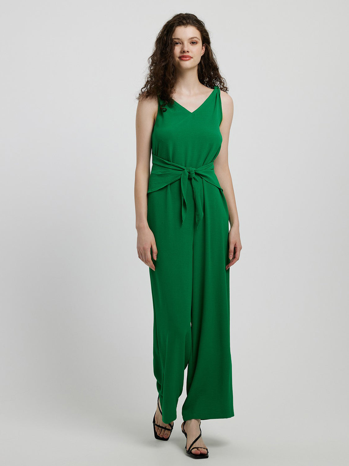 Honeybee Mumford's Knot Detail Tie Front Sleeveless Jumpsuit