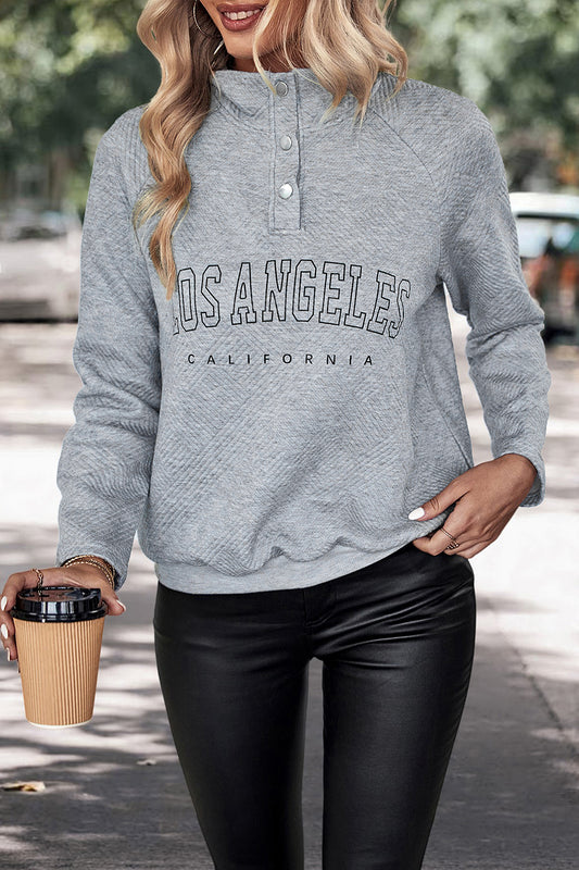 Honeybee Mumford's "LOS ANGELES CALIFORNIA" Graphic Quarter-Snap Sweatshirt/ Pullover