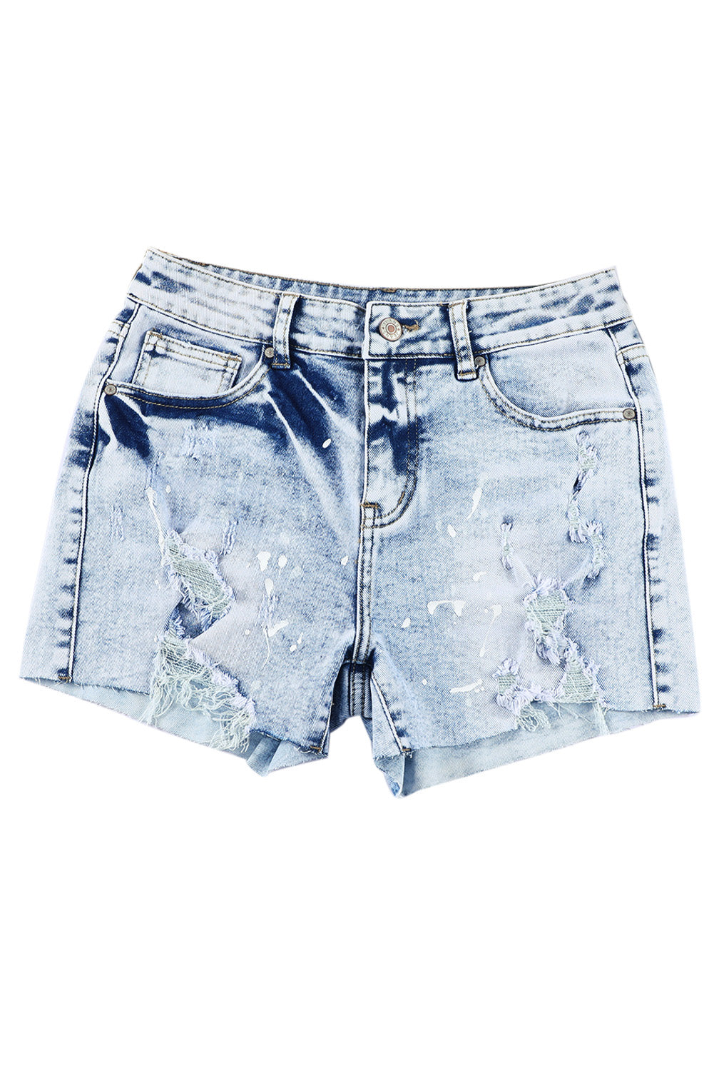 Honeybee Mumford's Sky Blue Distressed Bleached Denim Shorts