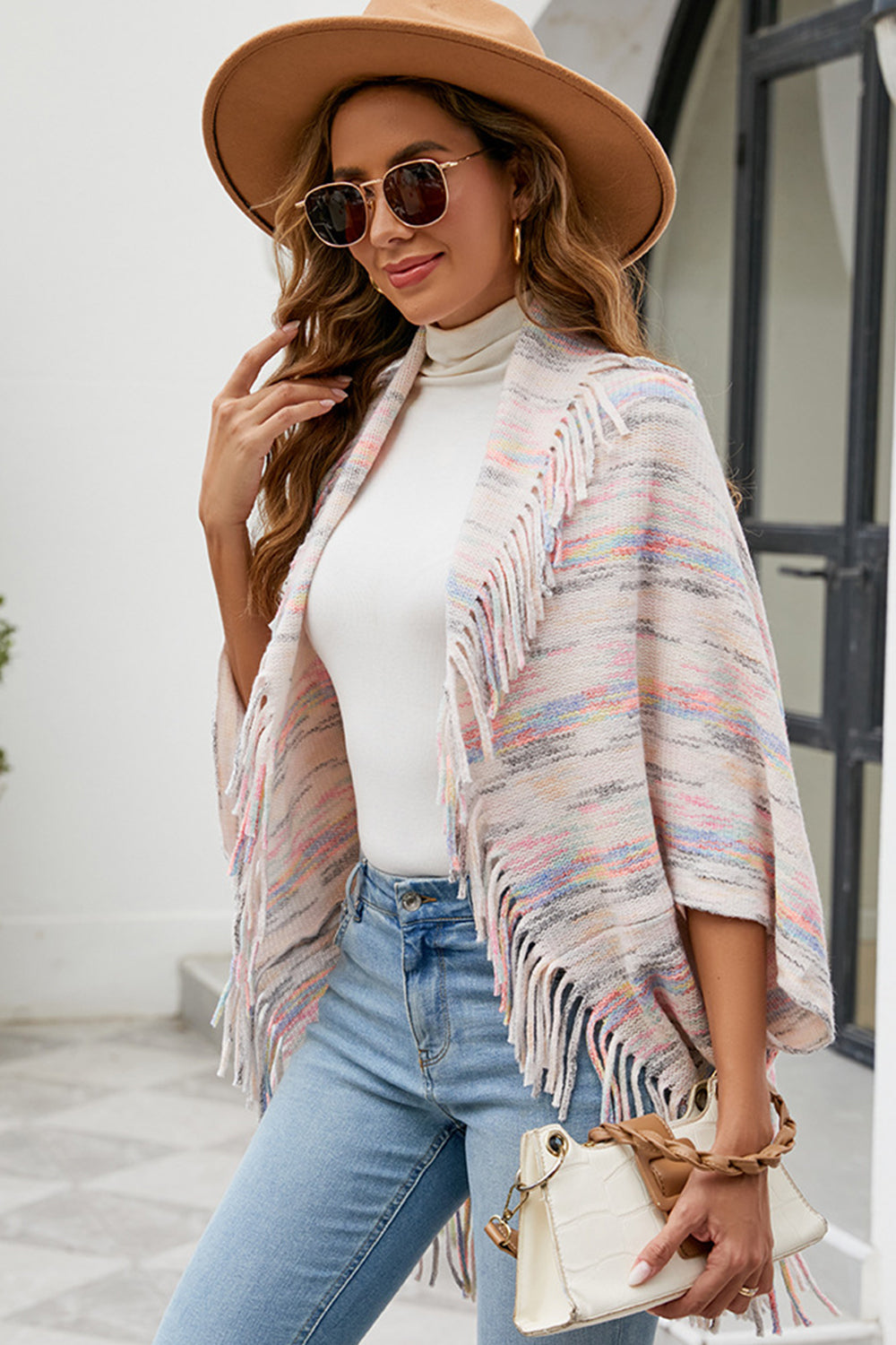 Honeybee Mumford's Fringe Detail Printed Poncho