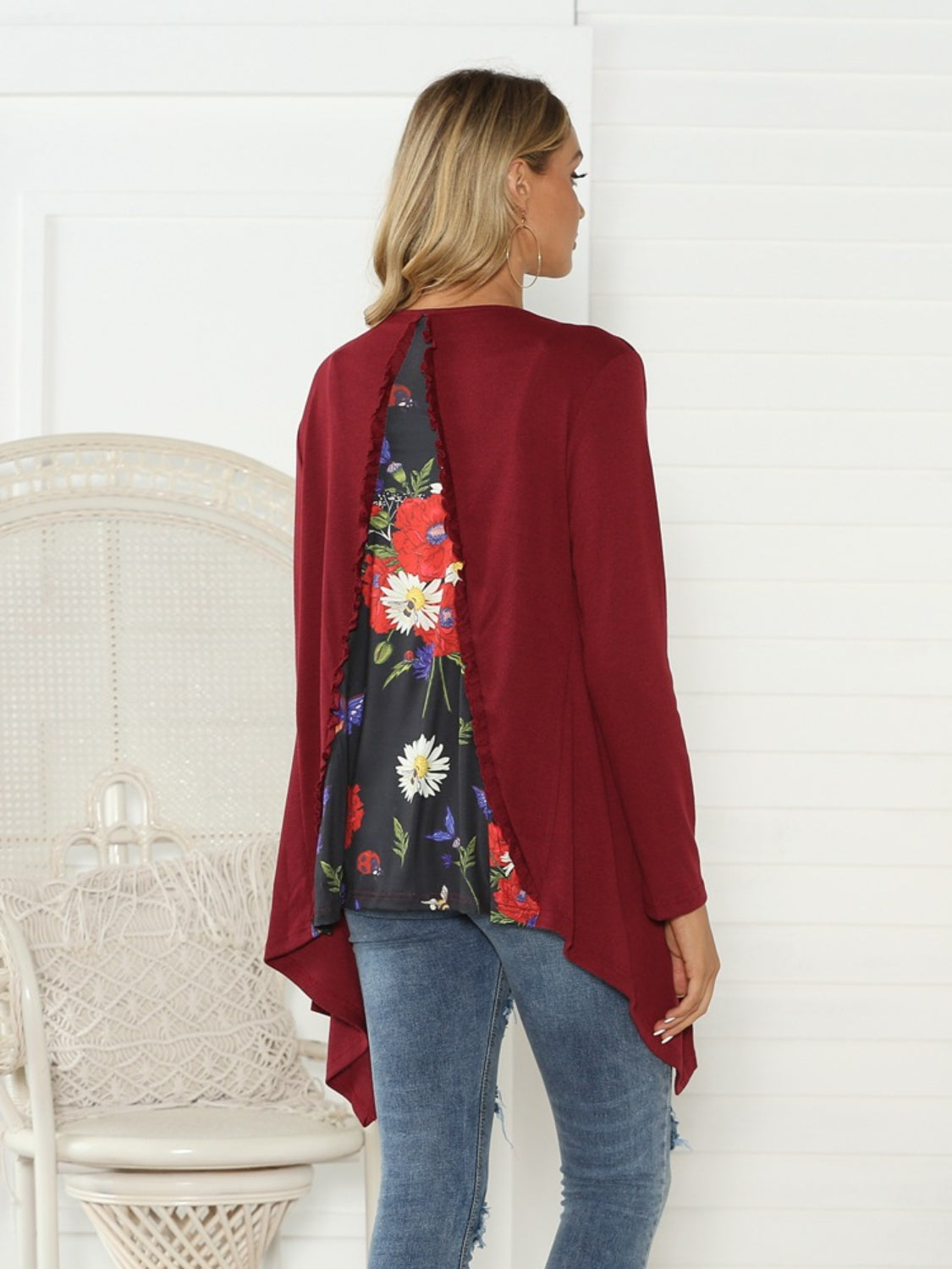 Honeybee Mumford's Floral Open Front Long Sleeve Cardigan