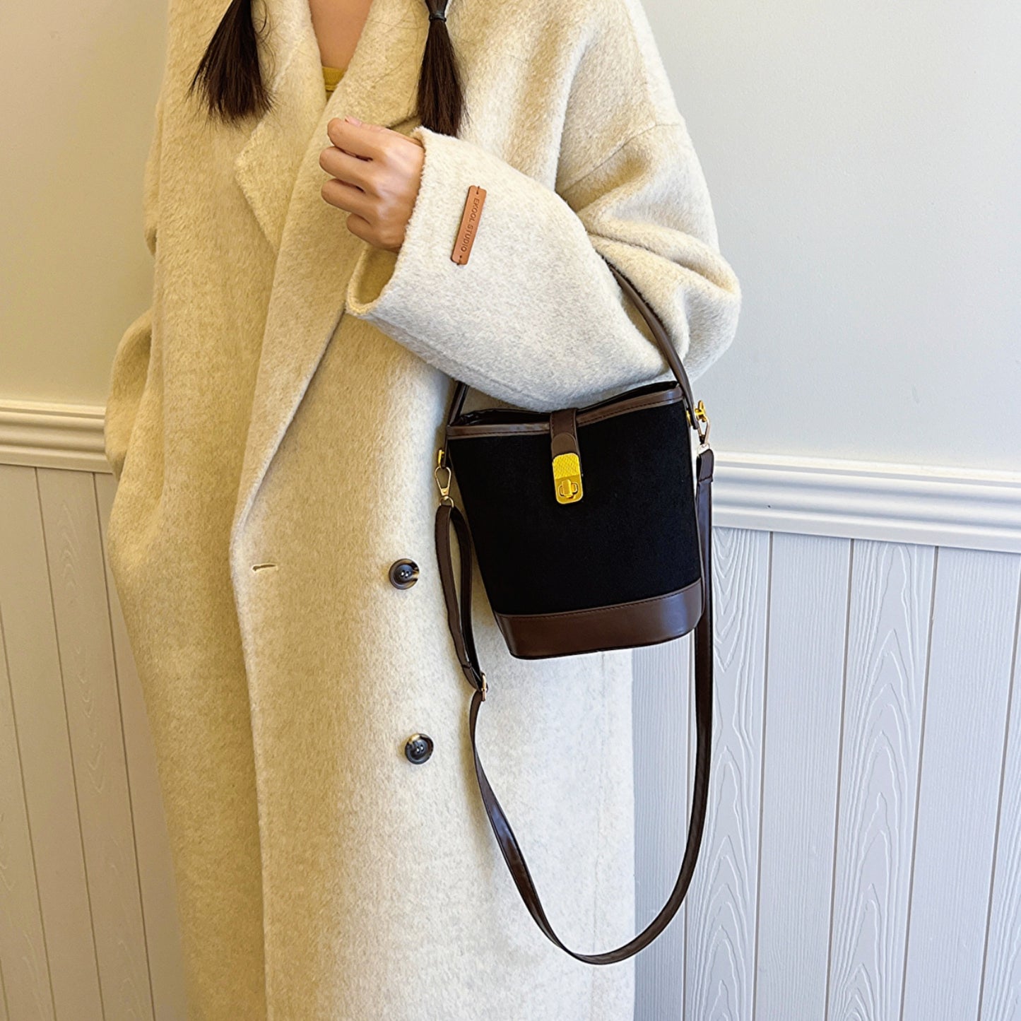 Honeybee Mumford's Leather Bucket Crossbody Bag