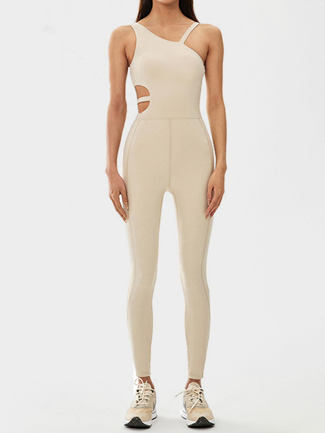 Honeybee Mumford's Cutout Asymmetrical Neck Active Jumpsuit