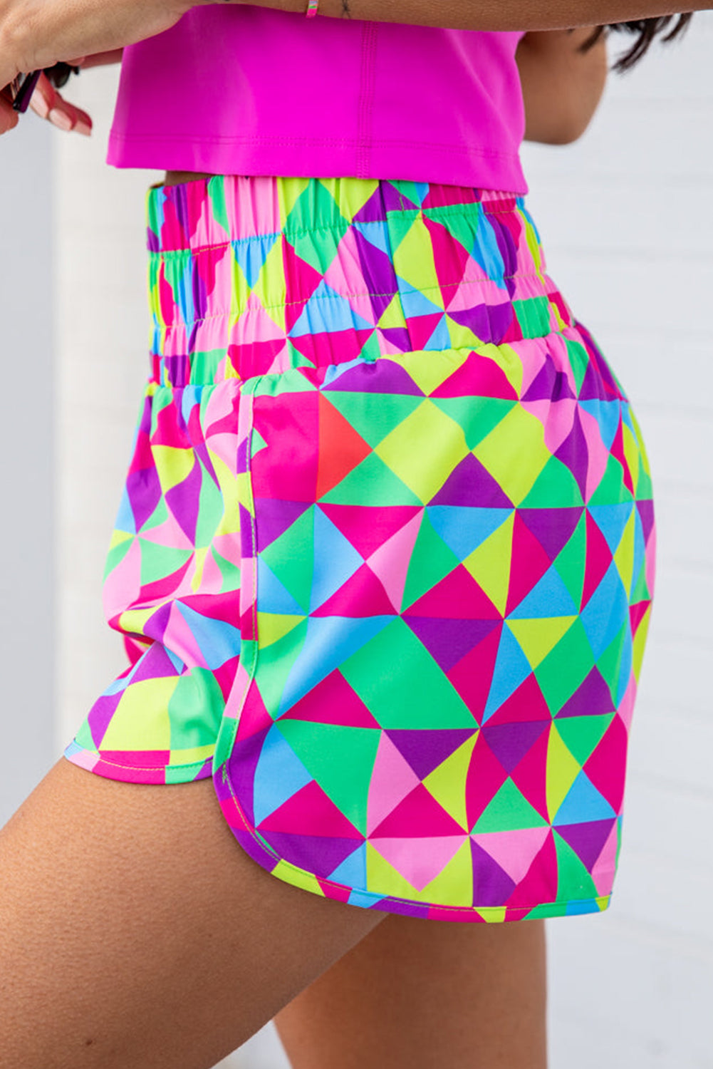 Honeybee Mumford's Multicolor Geometric High Waisted Athletic Shorts