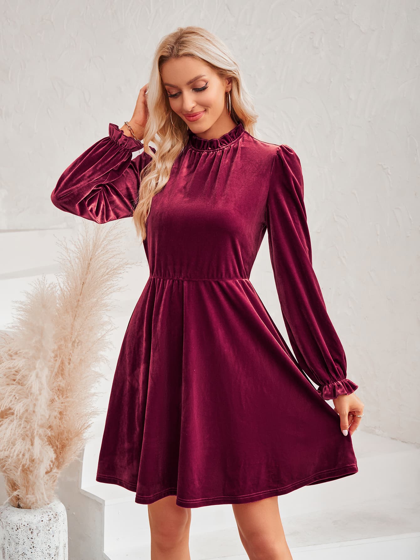 Honeybee Mumford's Long Flounce Sleeve Dress w/ A-Line