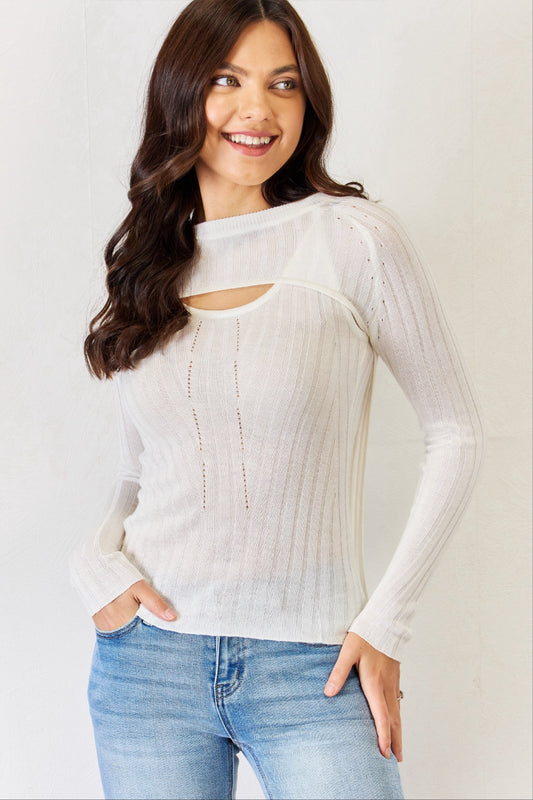 Honeybee Mumford's Fitted Long Sleeve Cutout Top