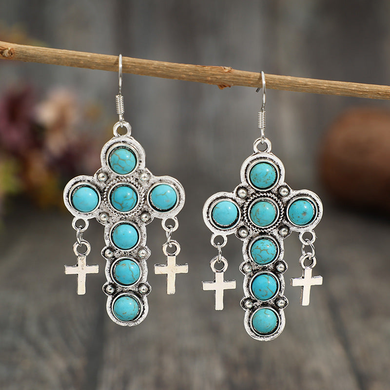 honeybee Mumford's Turquoise Cross Shape Earrings