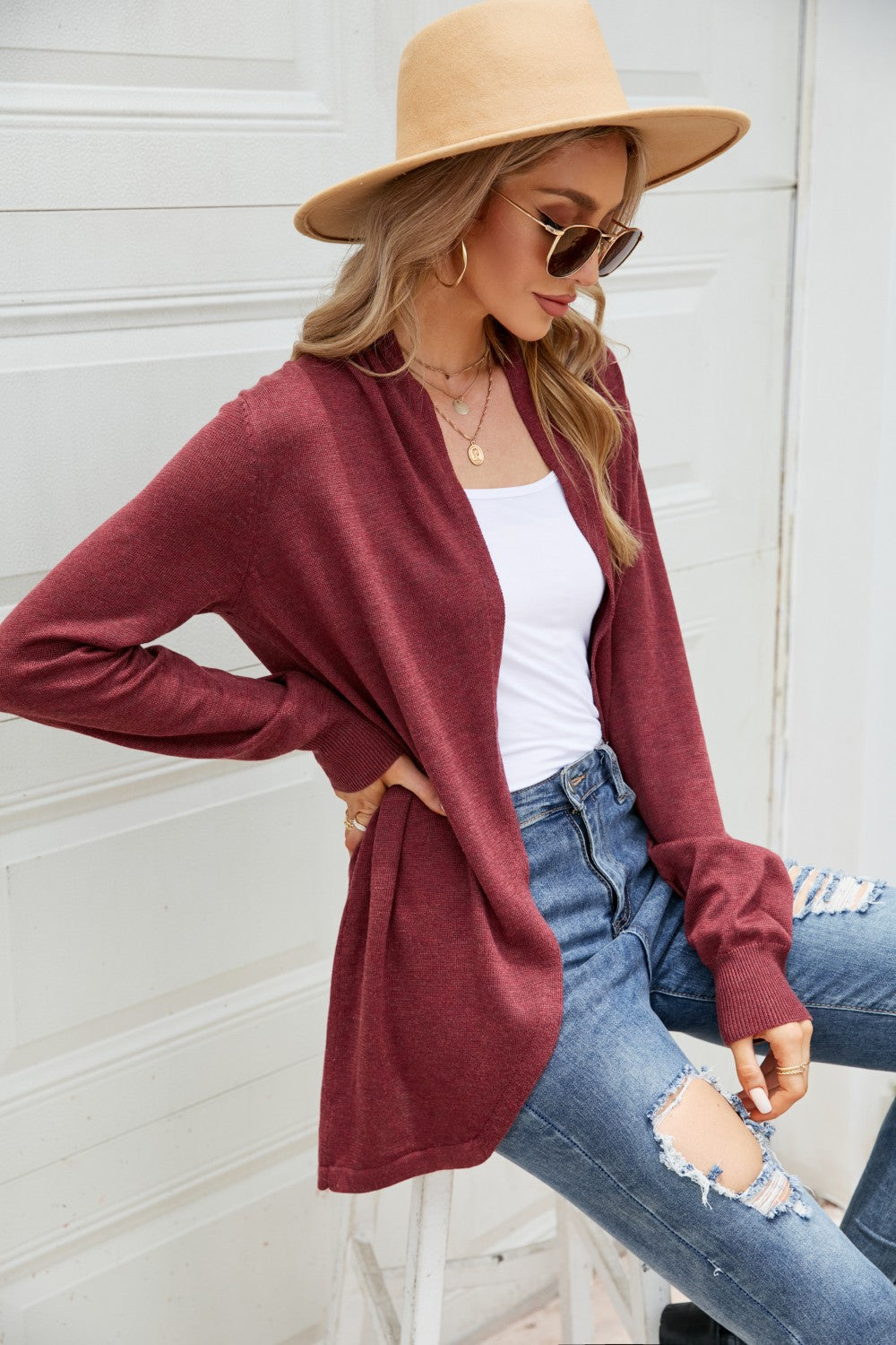 Honeybee Mumford's Open Front Long Sleeve Longline Cardigan