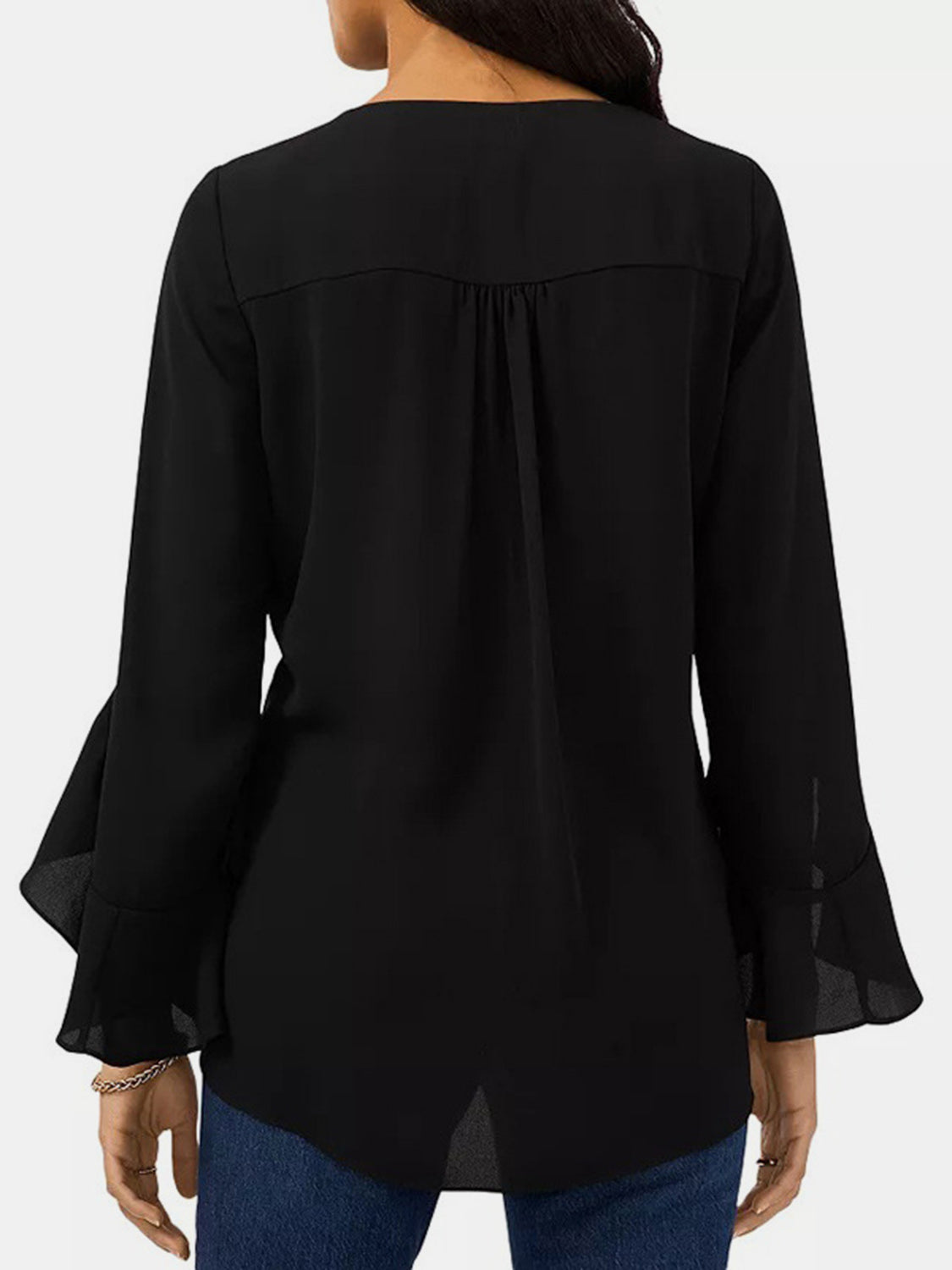 Honeybee Mumford's V-Neck Flounce Sleeve Blouse