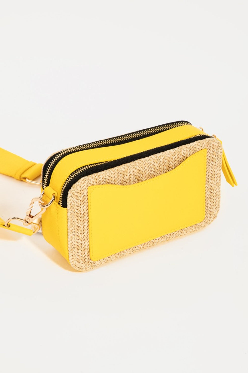 Honeybee Mumford's Straw Contrast Crossbody Bag