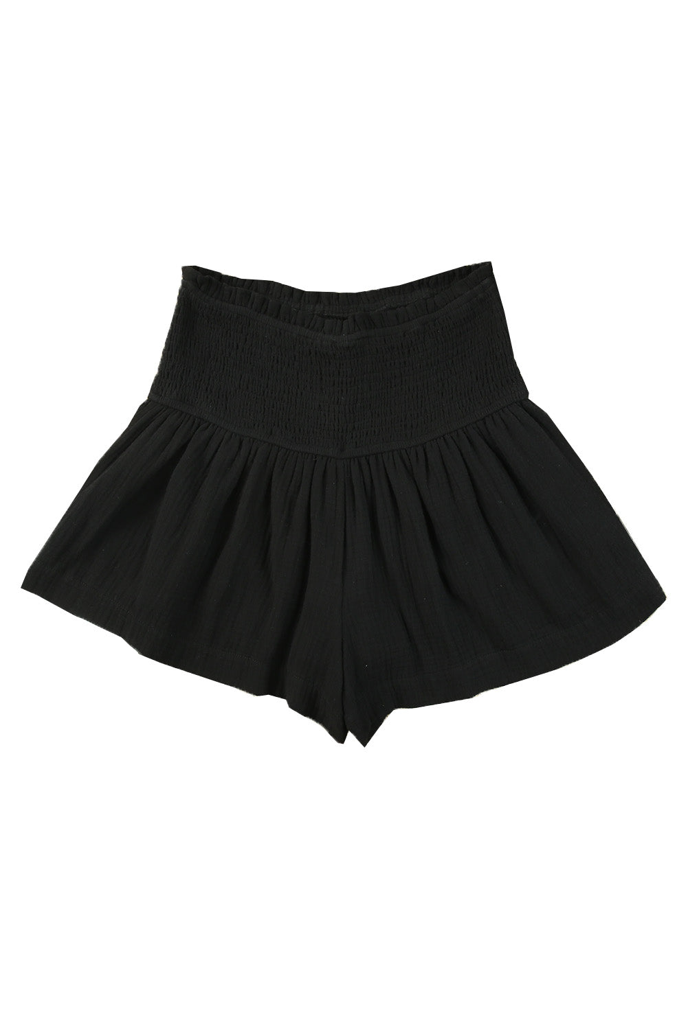 Honeybee Mumford's Black Smocked High Waist Ruffle Shorts