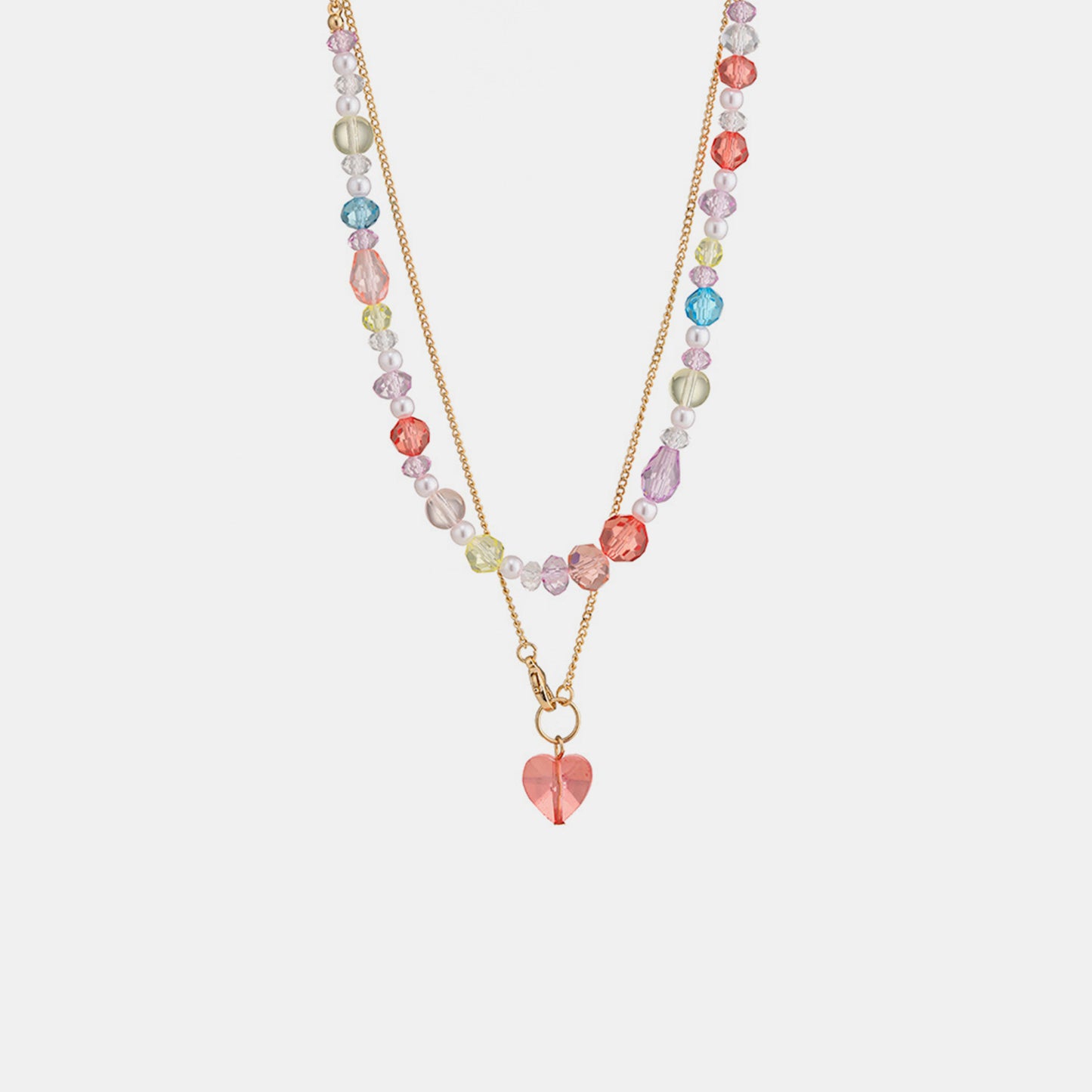 Honeybee Mumford's Beaded Double-Layered Heart Pendant Necklace