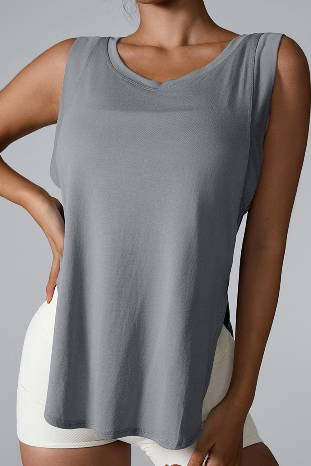 Honeybee Mumford's Slit Round Neck Active Tank