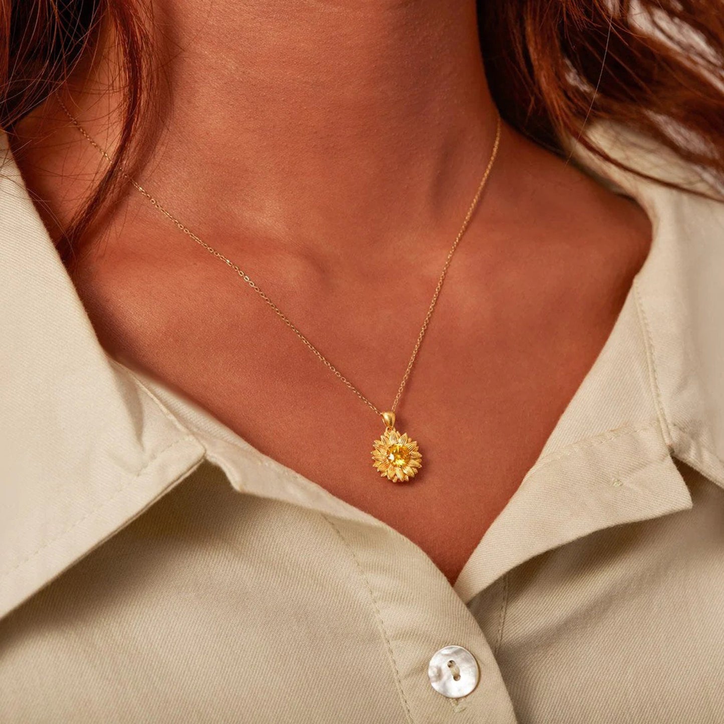 Honeybee Mumford's Sunflower Shape 18K Gold-Plated Pendant Necklace