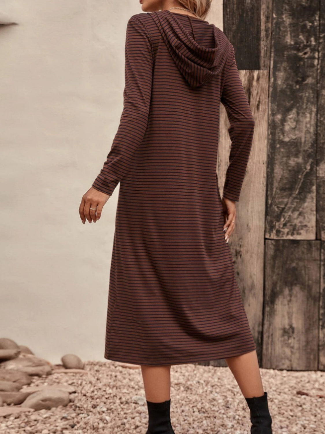 Honeybee Mumford's Striped Zip Front Hooded Dress