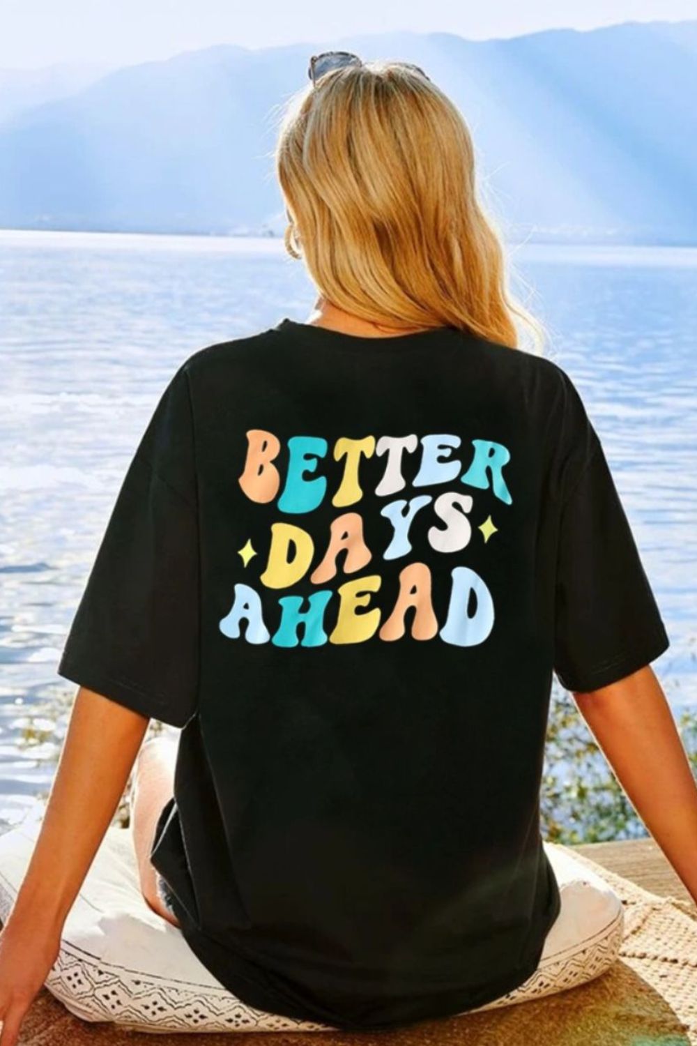 Honeybee Mumford's Graphic "BETTER DAYS AHEAD" Round Neck T-Shirt ( Black, White , Blush Pink and more)