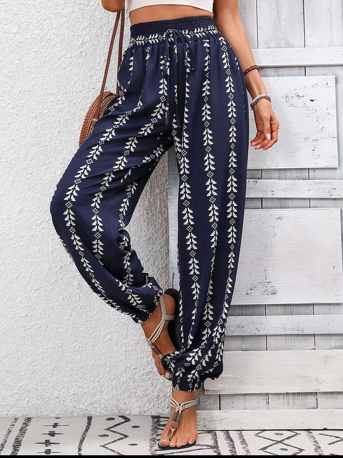 Honeybee Mumford's Tied Printed High Waist Pants