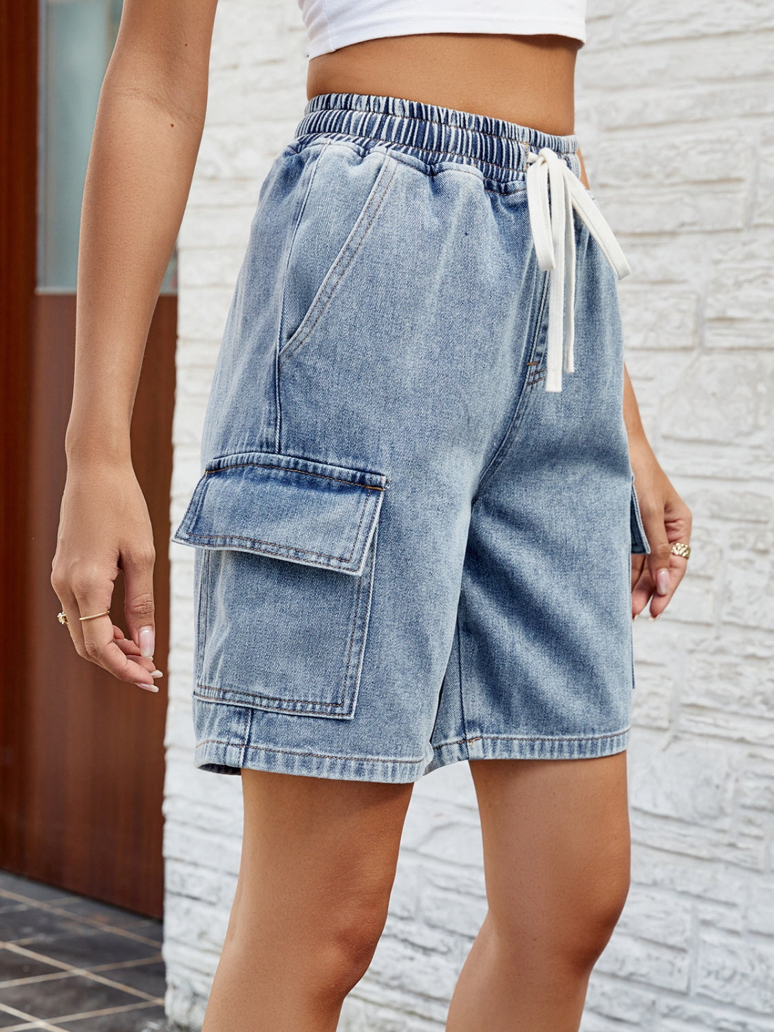 Honeybee Mumford's Drawstring Denim Shorts with Pockets