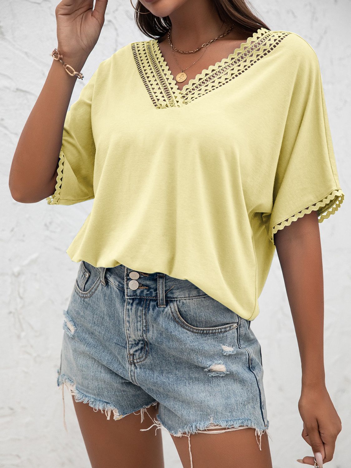 Honeybee Mumford's V-Neck Short Sleeve Blouse