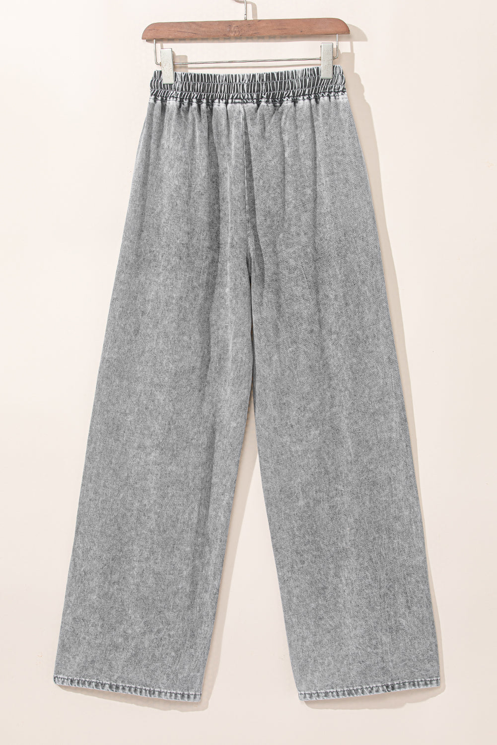 Honeybee Mumford's Medium Grey Drawstring Elastic Waist Wide Leg Jeans