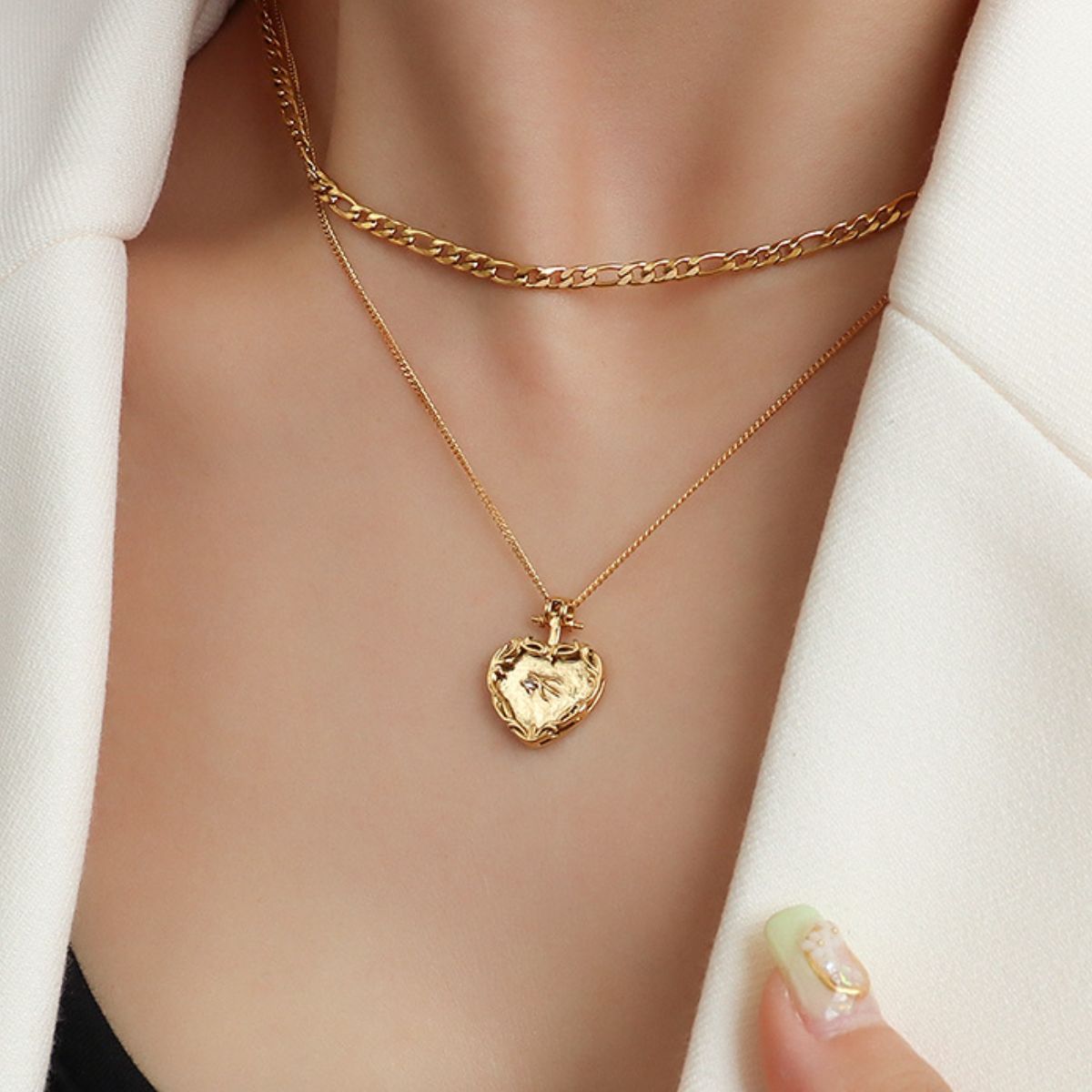 Honeybee Mumford's Heart Shape Double-Layered Necklace