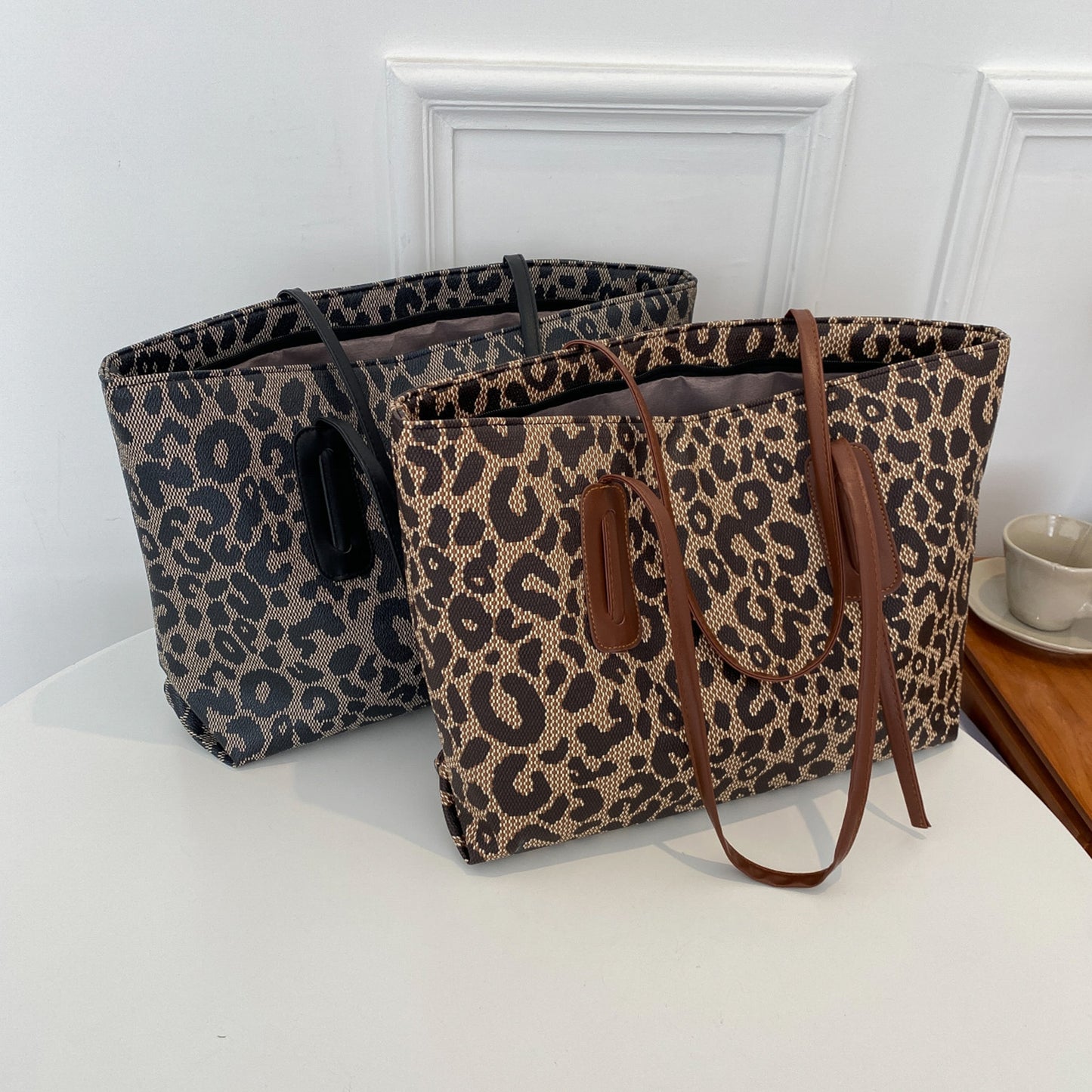 Honeybee Mumford's Leather Leopard Tote Bag