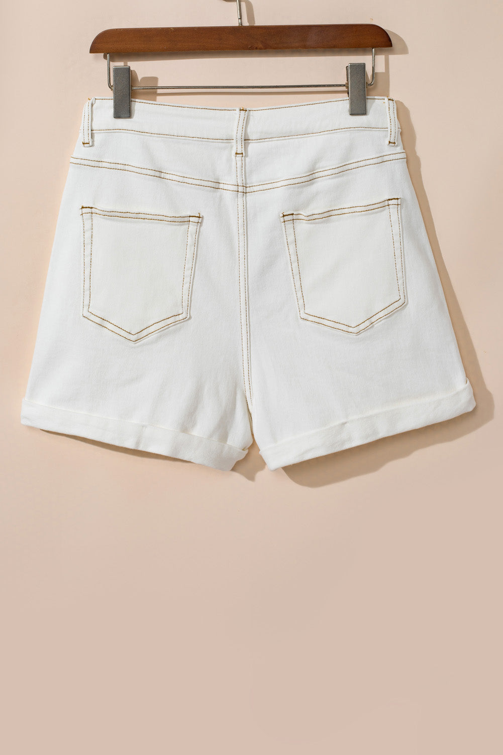 Honeybee Mumford's White Asymmetric Waist Design Stylish Denim Shorts