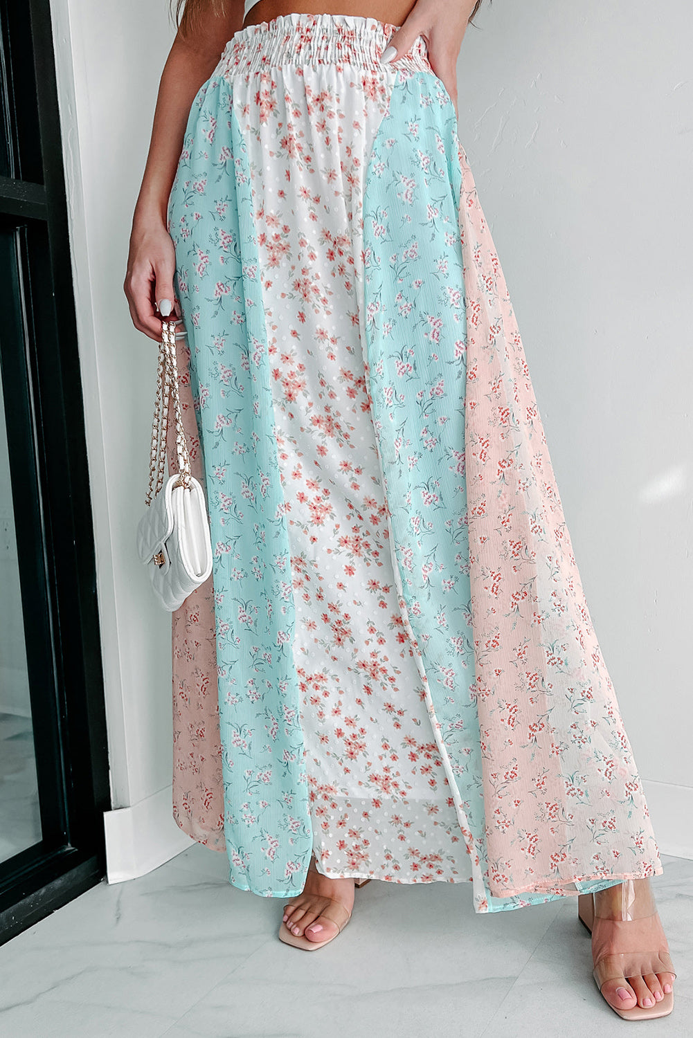 Honeybee Mumford's White Multi Floral Print Maxi Skirt