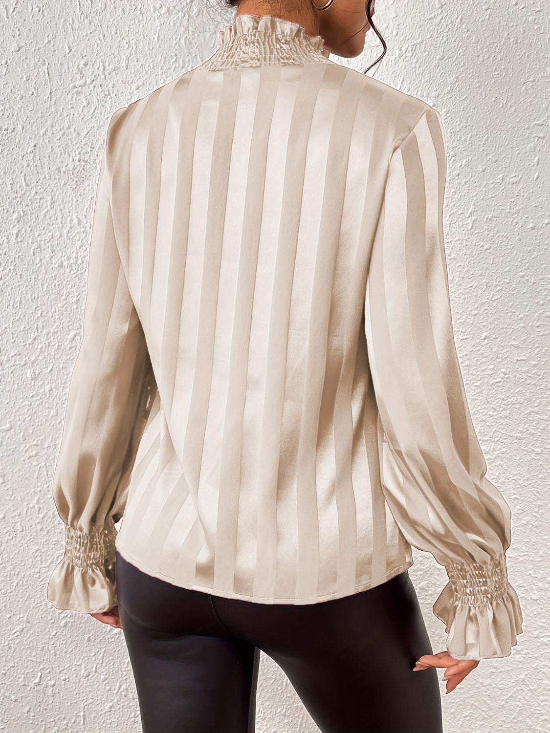 Honeybee Mumford's Smocked Mock Neck Long Sleeve Blouse