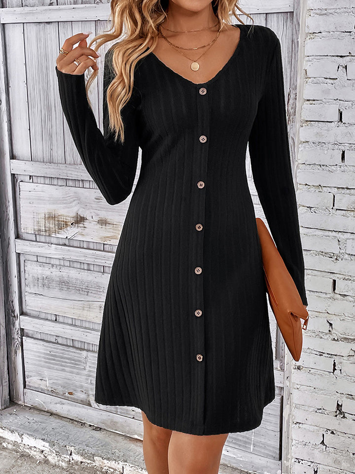 Honeybee Mumford's V-Neck Long Sleeve Mini Dress