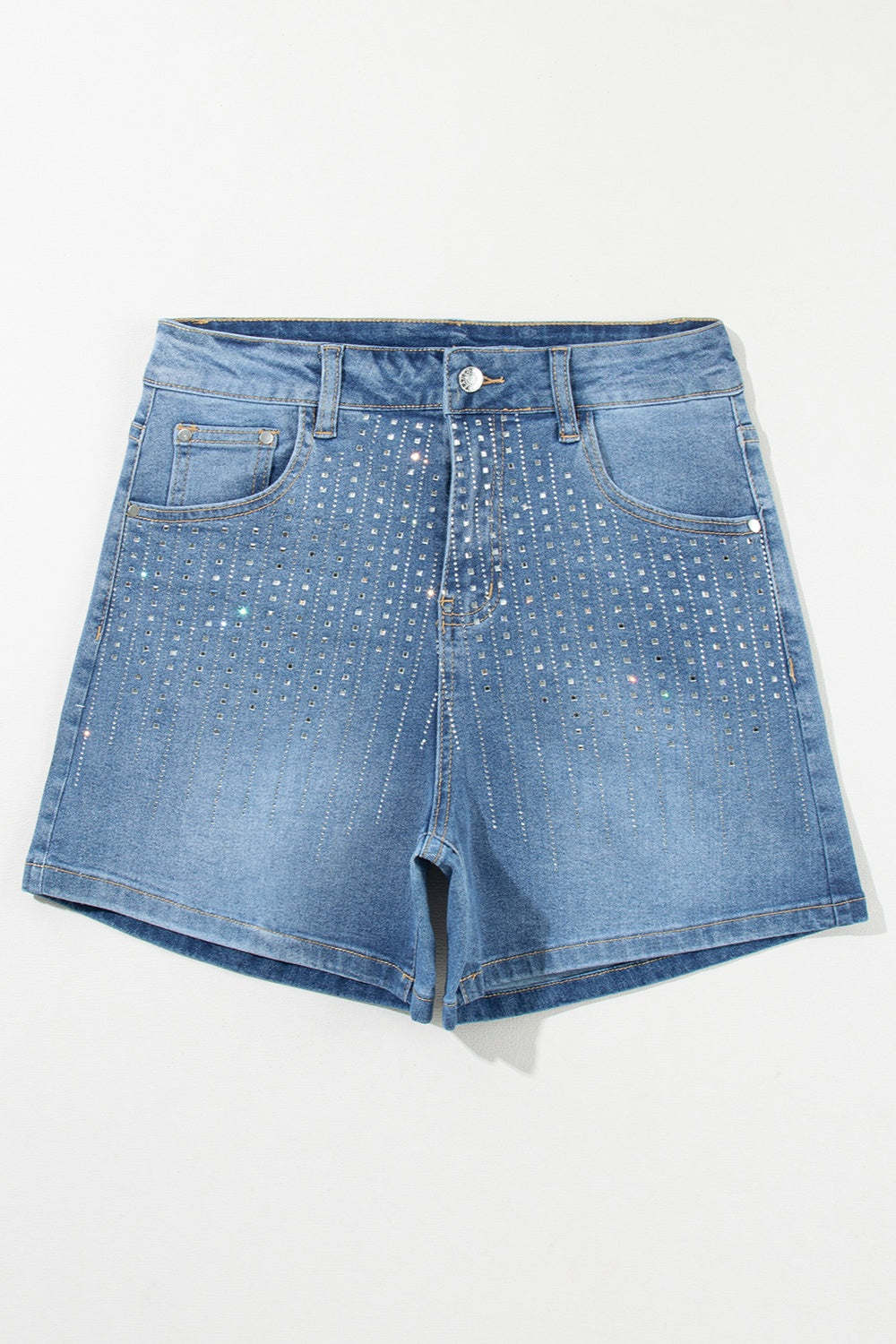 Honeybee Mumford's Rhinestone High Waist Denim Shorts