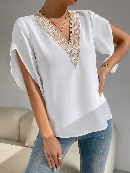 Honeybee Mumford's V-Neck Short Sleeve Blouse