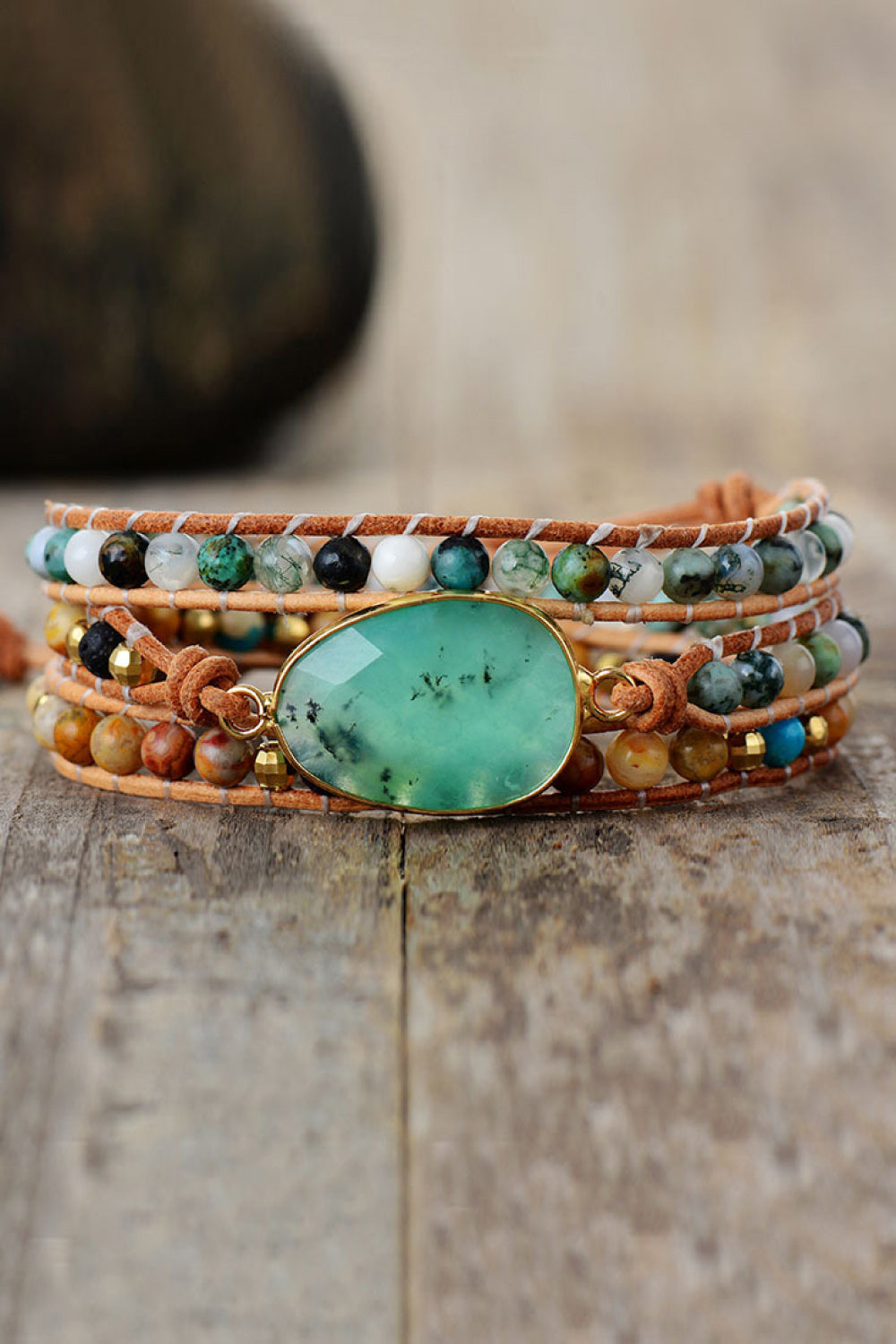 honeybee Mumford's Natural Stone & Agate Layered Bracelet