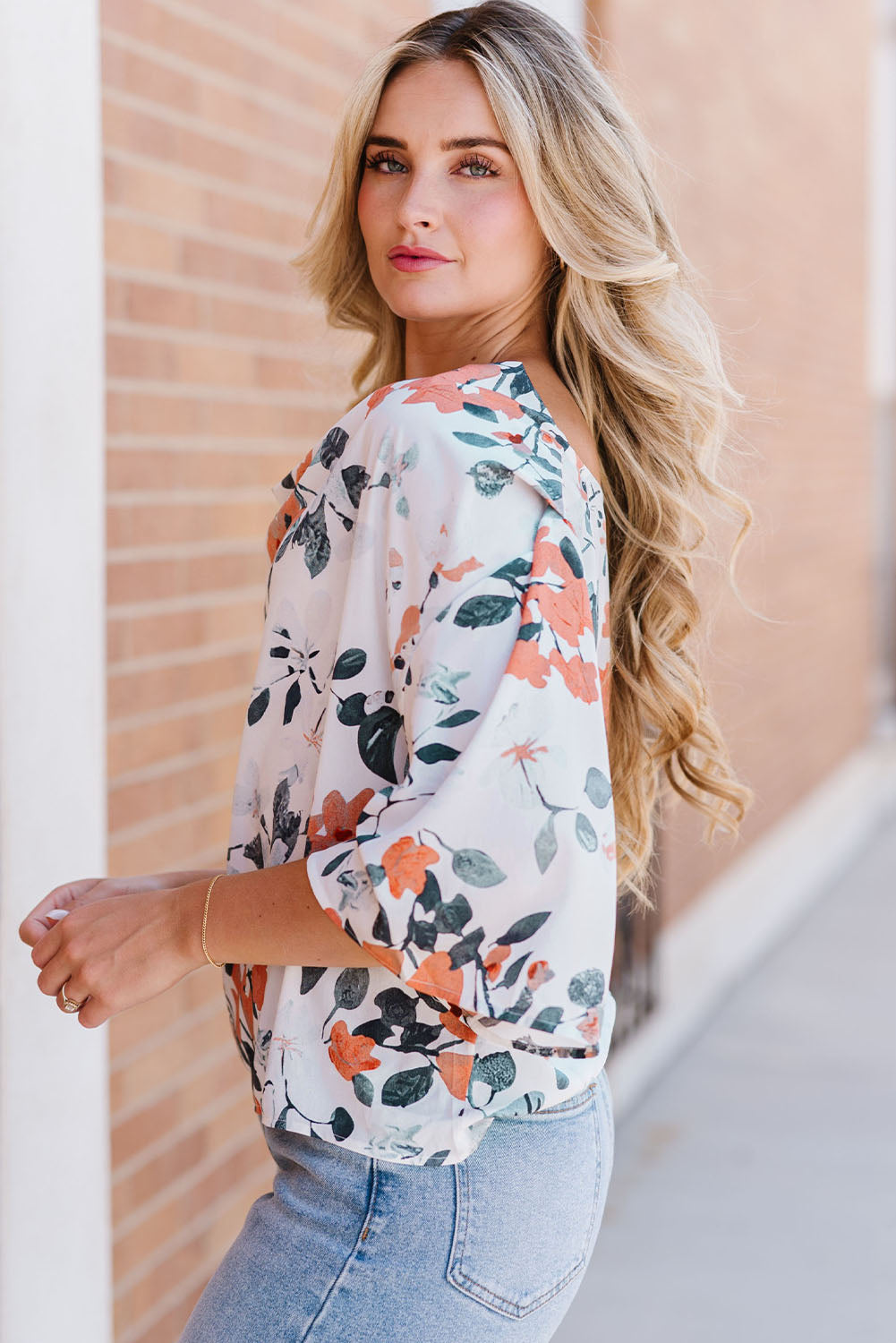 Honeybee Mumford's Floral Cowl Neck Blouse