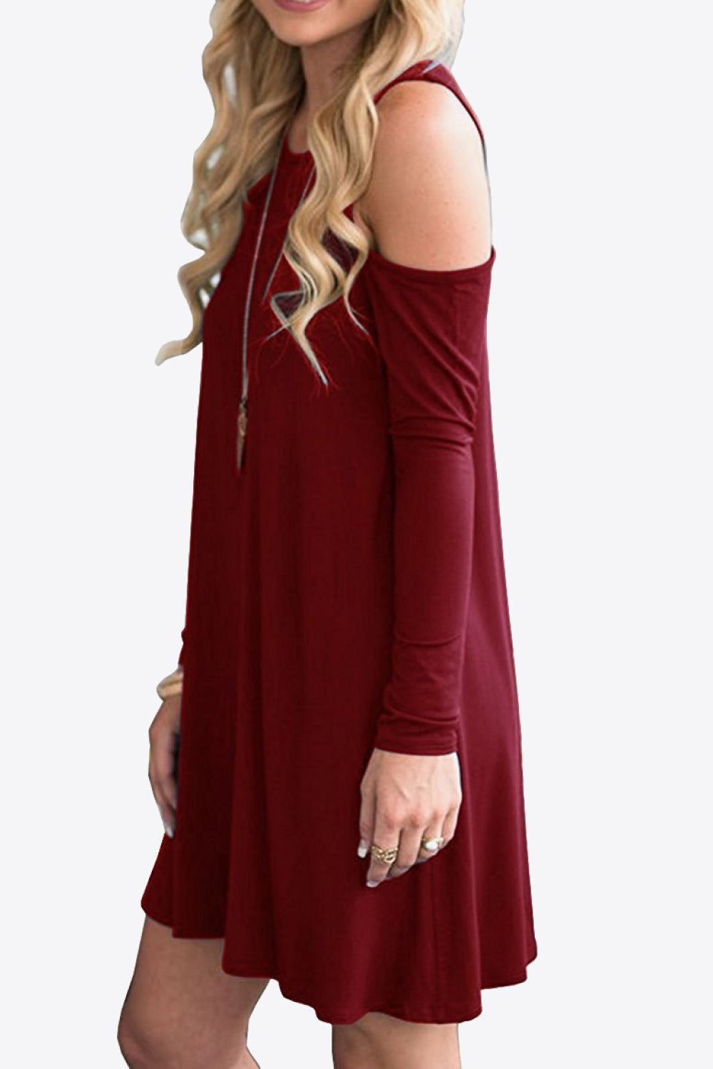 Honeybee Mumford's Cold-Shoulder Long Sleeve Round Neck Dress