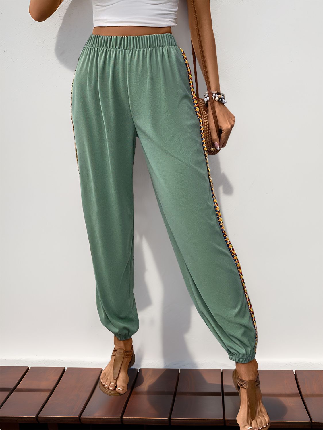 Honeybee Mumford's Weave Band Patchwork Elastic Waist Joggers