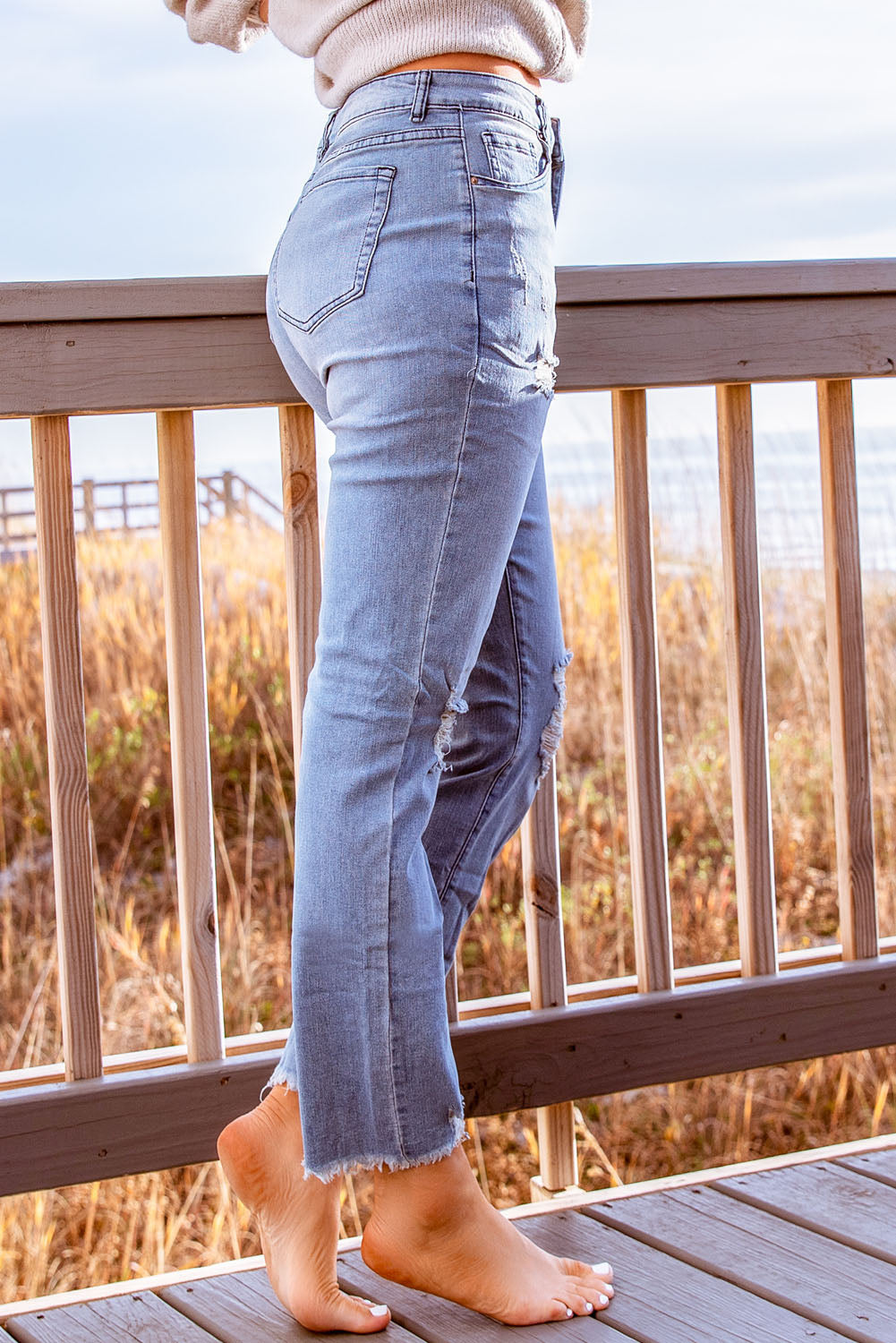 Honeybee Mumford's Stylish Distressed Cropped Jeans