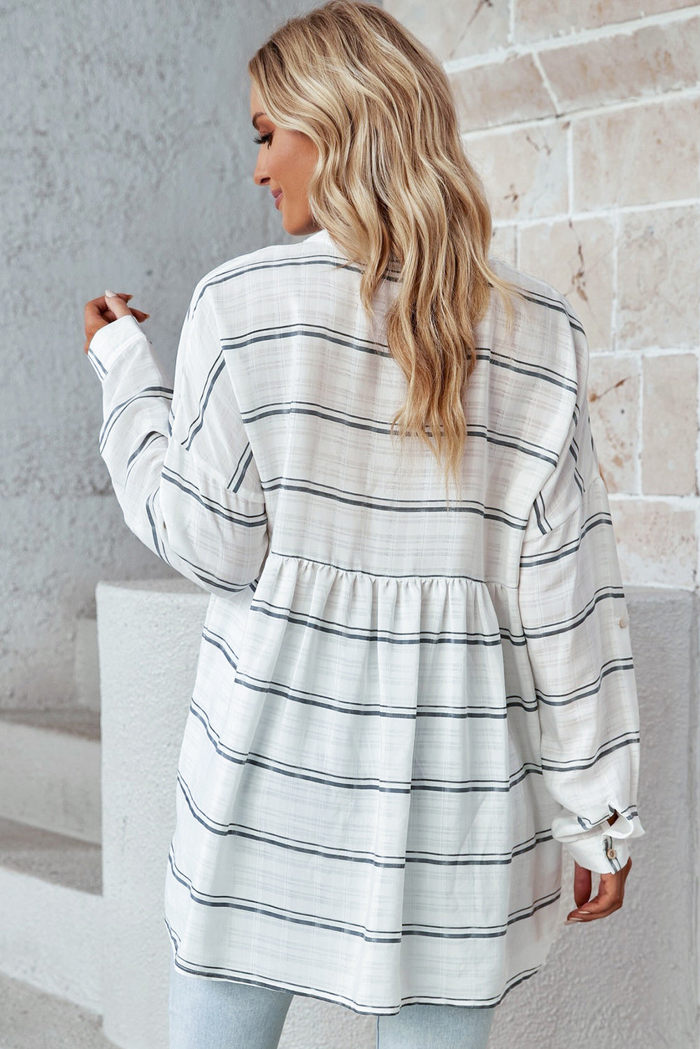 Honeybee Mumford's Notched Roll-Tab Sleeve Blouse