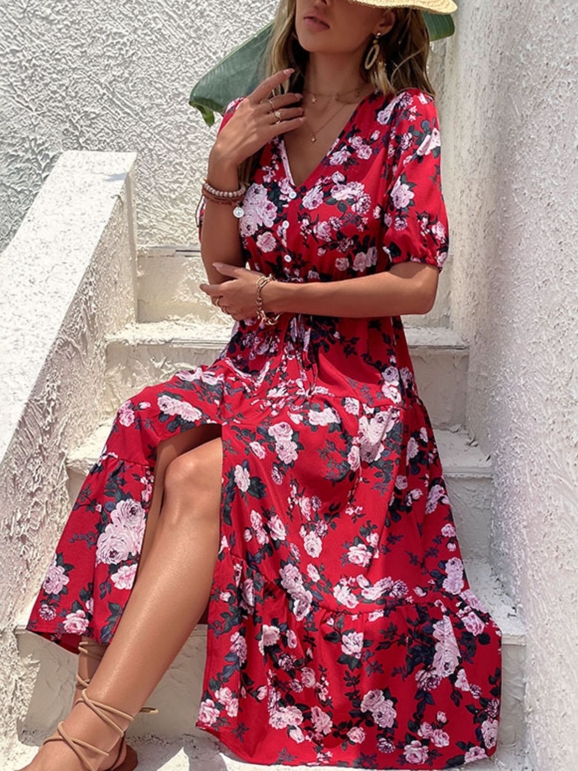 Honeybee Mumford's Floral Dress w/Split Tie-Waist